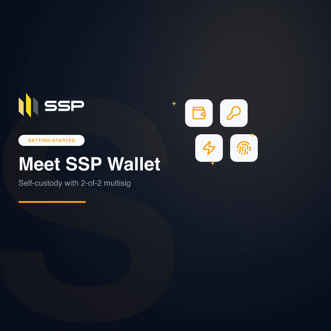 Square SSP Wallet brand cover with the SSP logo and self-custody icons.