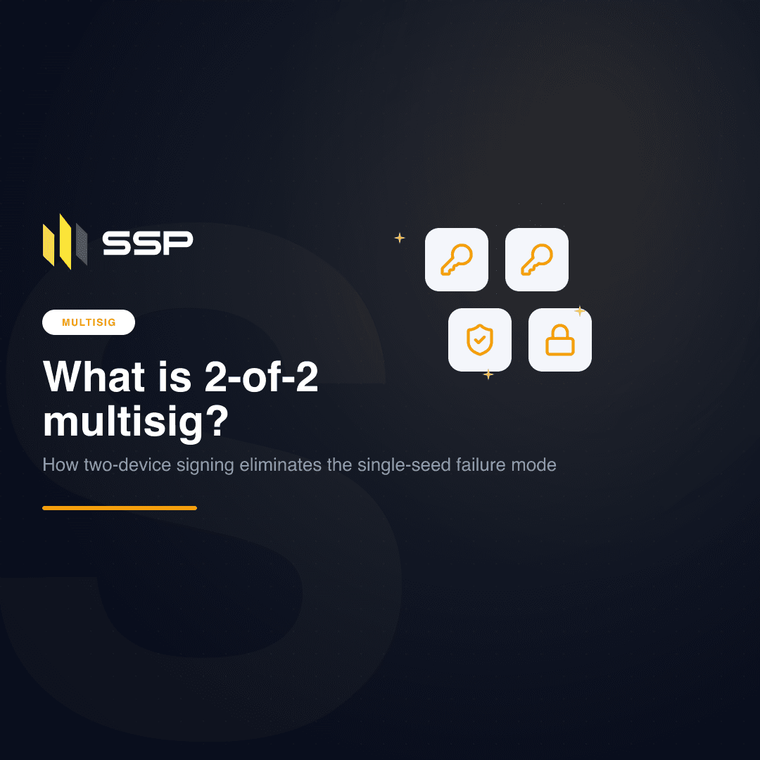 Diagram of a 2-of-2 multisig wallet showing two signers approving one transaction