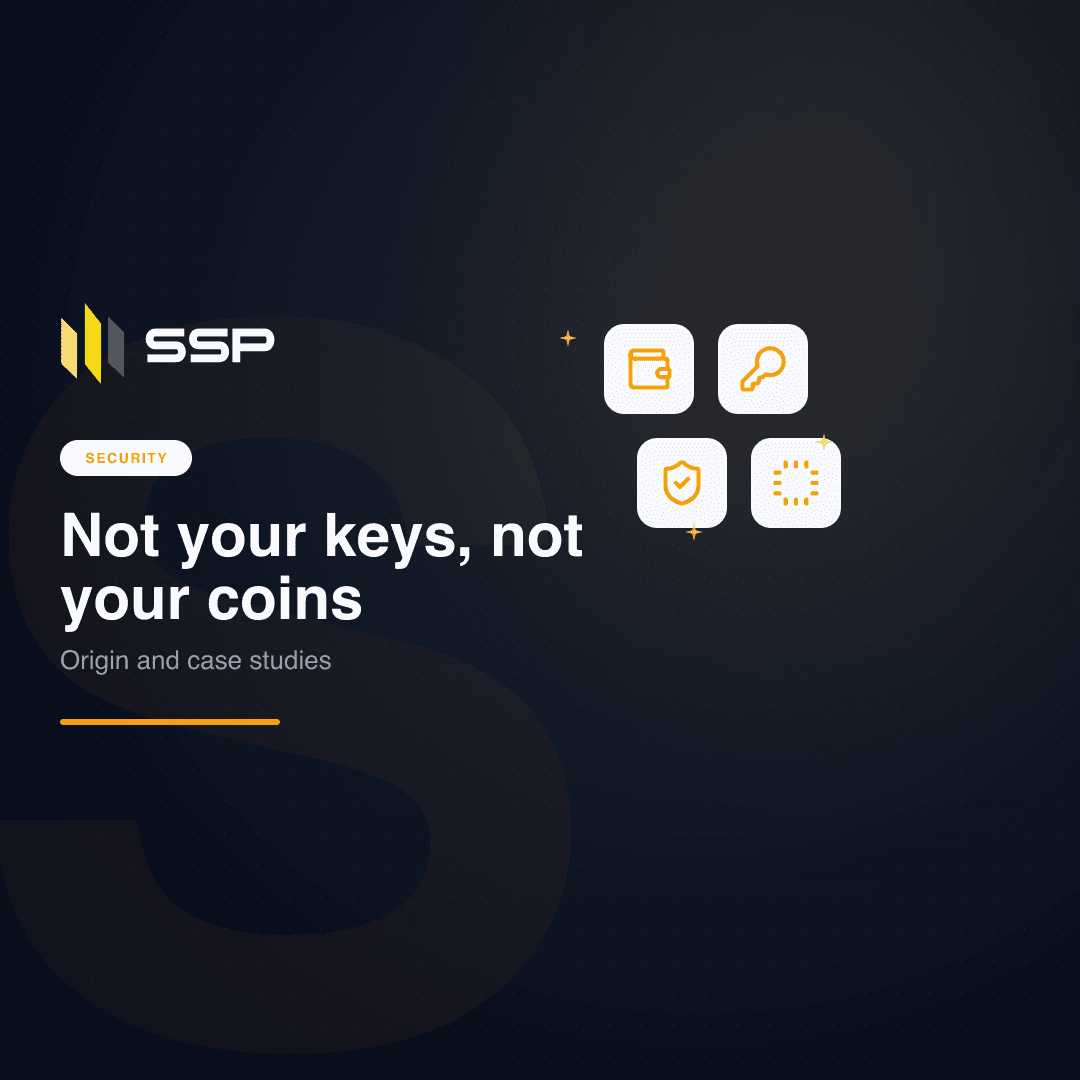 Navy SSP cover with wallet, key, shield and CPU icons over a dark gradient, opening the Self-Custody Fundamentals series