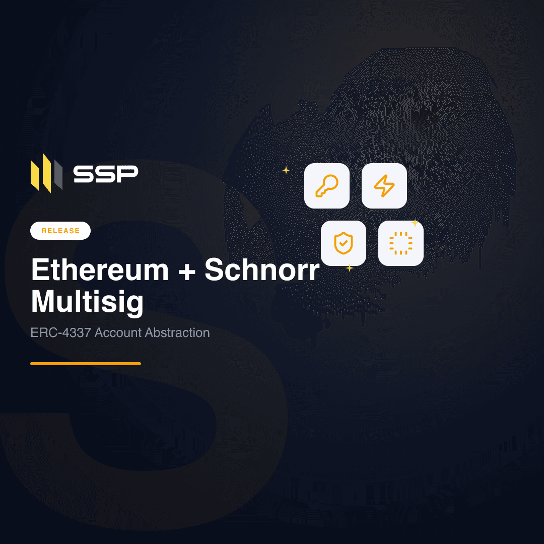 RELEASE badge with key, zap, shield-check, and cpu icons above the headline Ethereum + Schnorr Multisig — ERC-4337 Account Abstraction