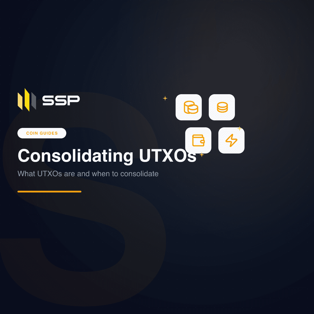 Diagrama de muitas moedas UTXO pequenas de Bitcoin consolidando em um UTXO maior