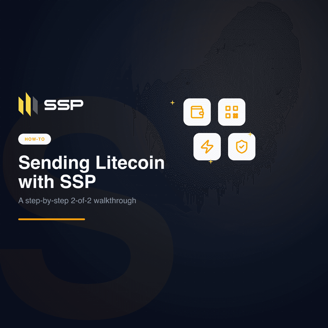 Copertina quadrata della guida per inviare Litecoin con SSP