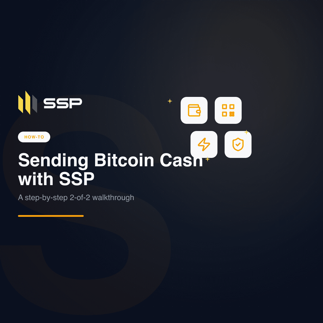 Copertina quadrata della guida SSP per inviare Bitcoin Cash con SSP