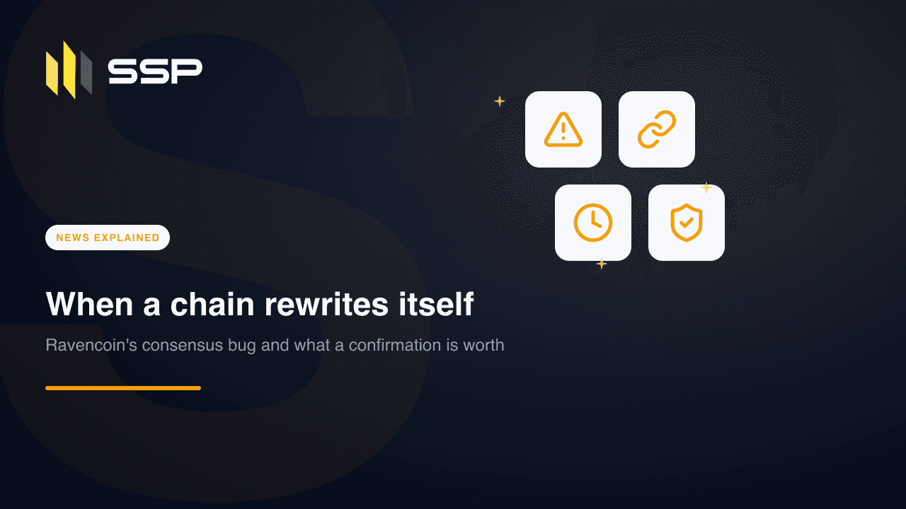 SSP Academy cover: Ravencoin's consensus bug and the meaning of a confirmation