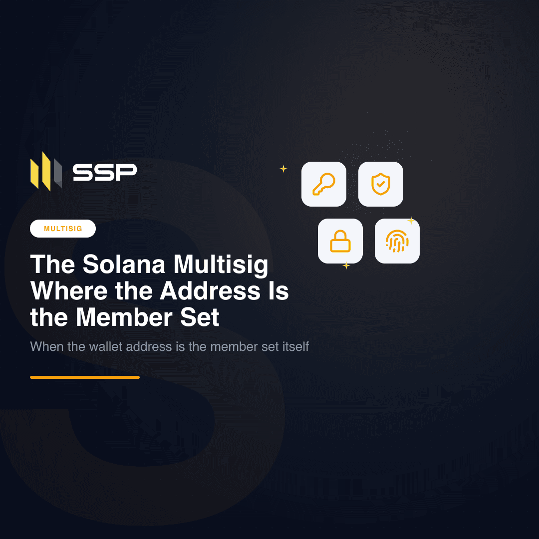鍵・盾・錠・指紋のアイコンが並ぶ SSP Solana マルチシグウォレットのカバー