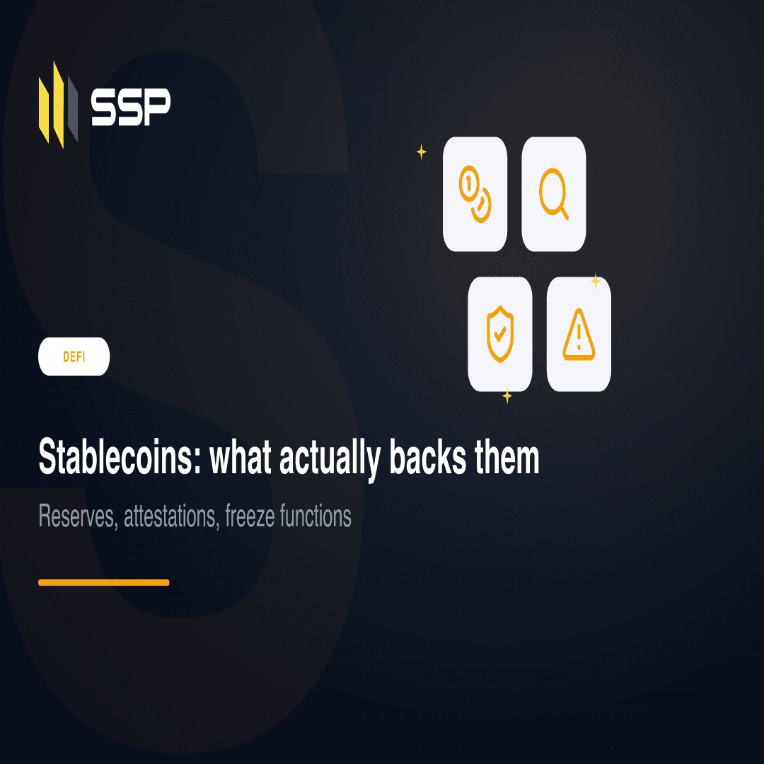 Copertina quadrata SSP Academy: che cosa garantisce davvero le stablecoin