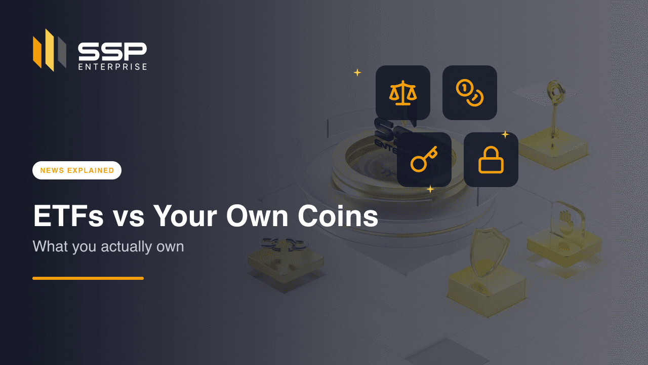 SSP Academy Titelbild: Krypto-ETFs oder die Coins selbst halten